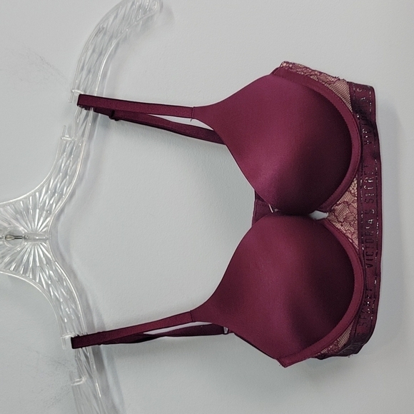 Victoria's Secret Bombshell Push-Up Padded Bra burgundy red 32A - Picture 3 of 13